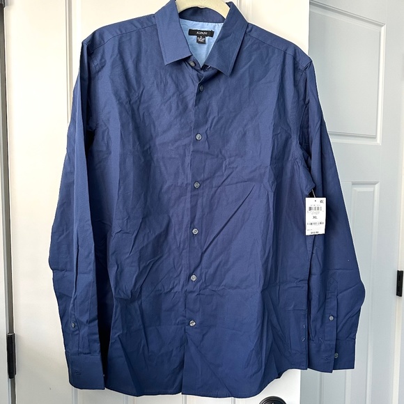 Alfani Modern Classic-Fit Stretch Solid Button-Down Shirt XL Classic Fit Blue - Picture 1 of 11